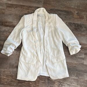 ZARA Women's White Shawl Collar Single-Breasted Blazer Long Sleeve XS